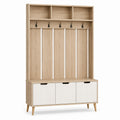 Wooden Entryway Hall Tree with Storage Bench and Metal Hooks