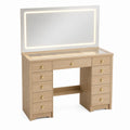 Wooden Vanity with LED Mirror and Storage Drawers