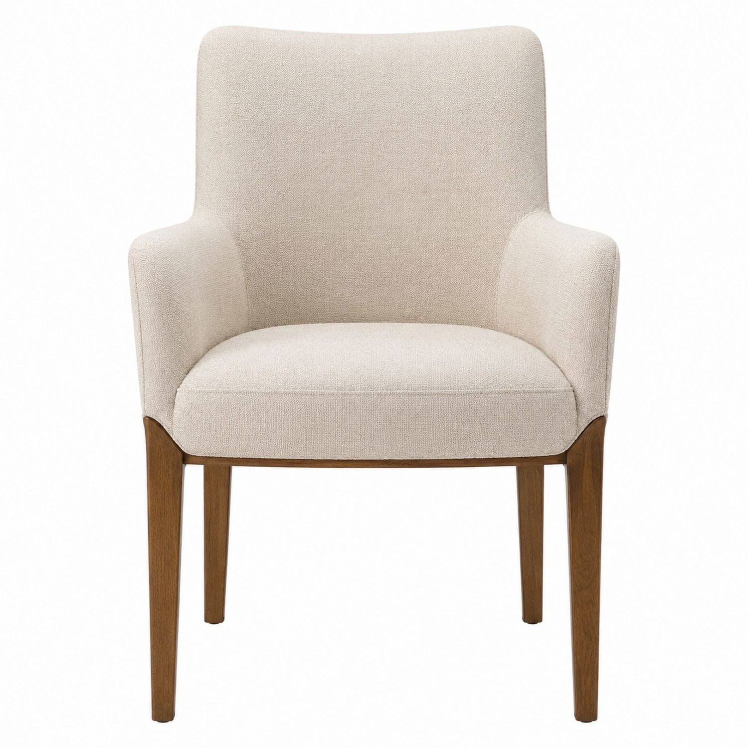 Polyester Upholstered Chair with Wood Legs in Beige