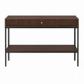 Wood and Metal Console Table with Drawer and Shelf Brown