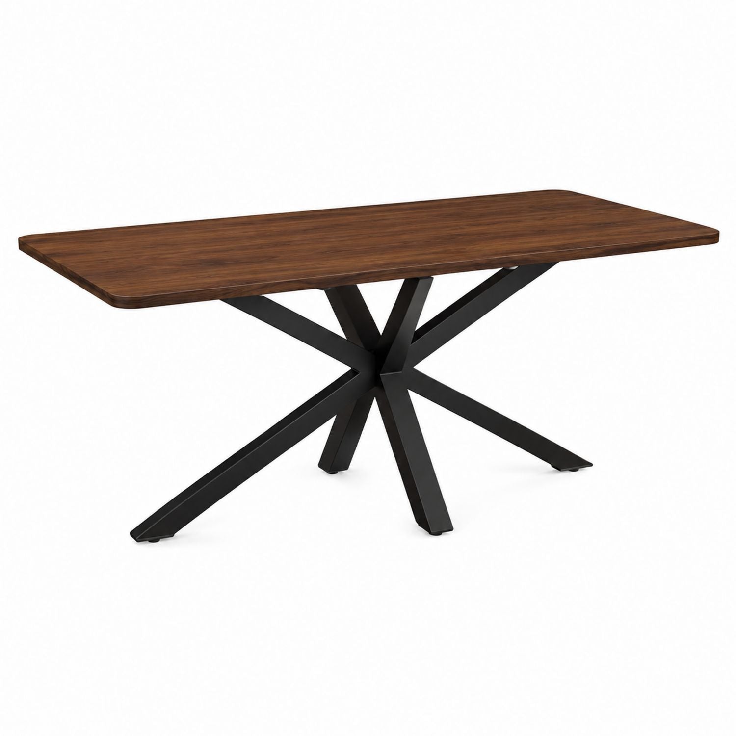 Rectangular Wood Dining Table with Metal Legs Brown Black