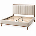 Queen Size Fabric Headboard Platform Bed with Wooden Frame
