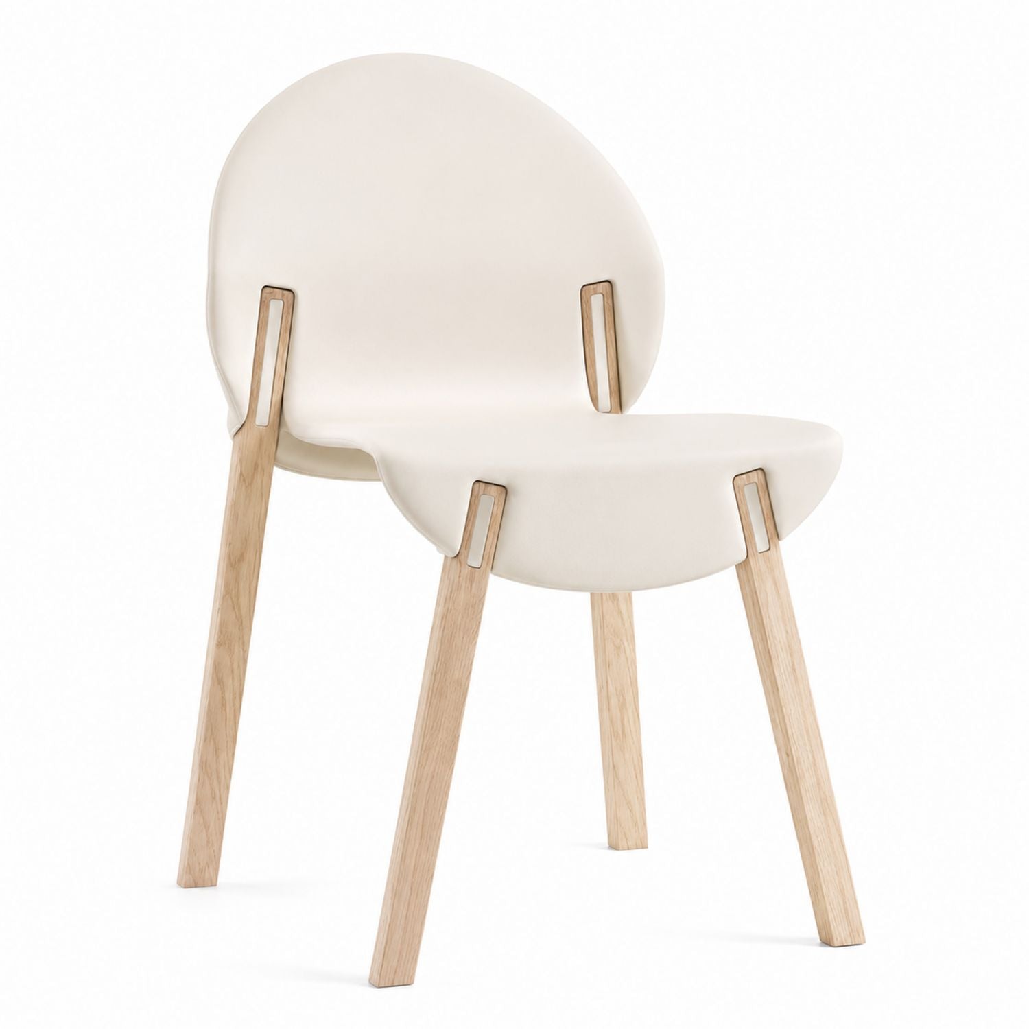 Modern Polypropylene Chair with Solid Oak Legs in White