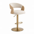 Adjustable Swivel Bar Stool with Fabric and Metal Base Beige