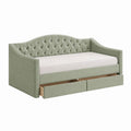 Fabric Upholstered Daybed with Trundle and Storage Drawers 230cm