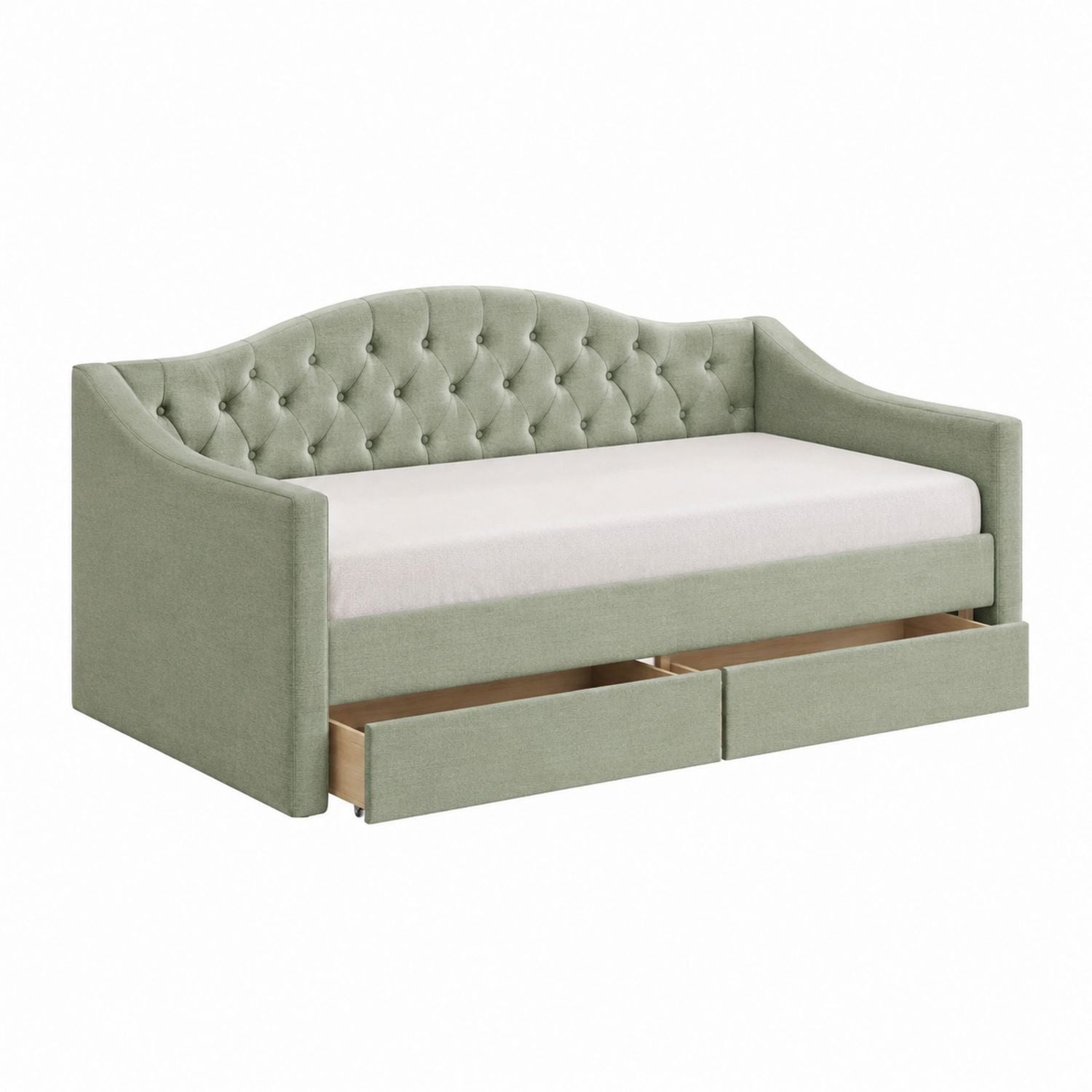 Fabric Upholstered Daybed with Trundle and Storage Drawers 230cm