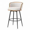 Fabric Bar Stool with Metal Legs and Wood Veneer Frame in Beige