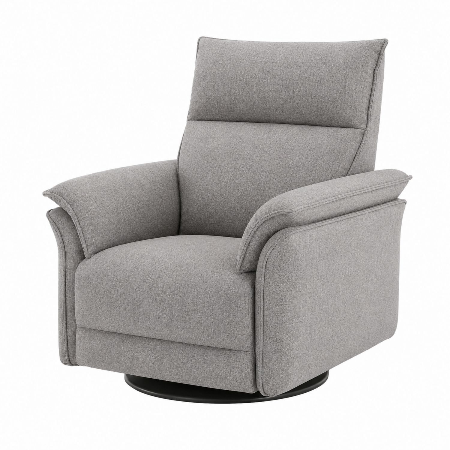 Grey Fabric Swivel Armchair with Wooden Frame and Polyester Upholstery