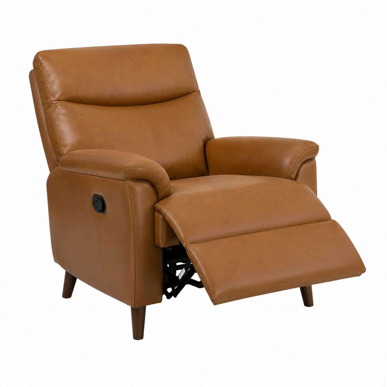 Recliner Chair Faux Leather Brown with Adjustable Footrest