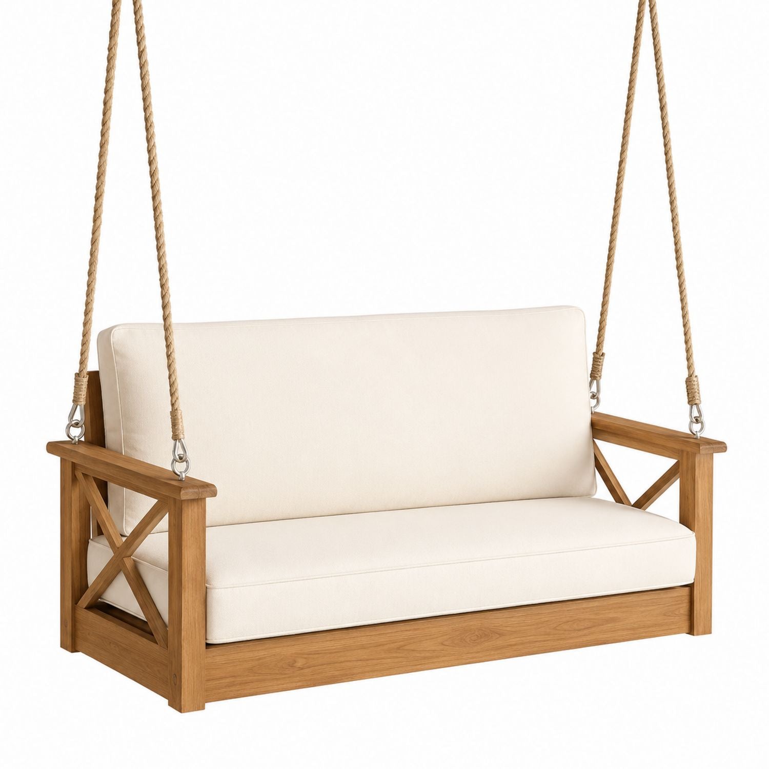 Teak Swing Chair with Cotton Cushions