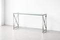 Glass Top Console Table with Stainless Steel Base