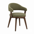 Olive Green Upholstered Chair with Wood Legs