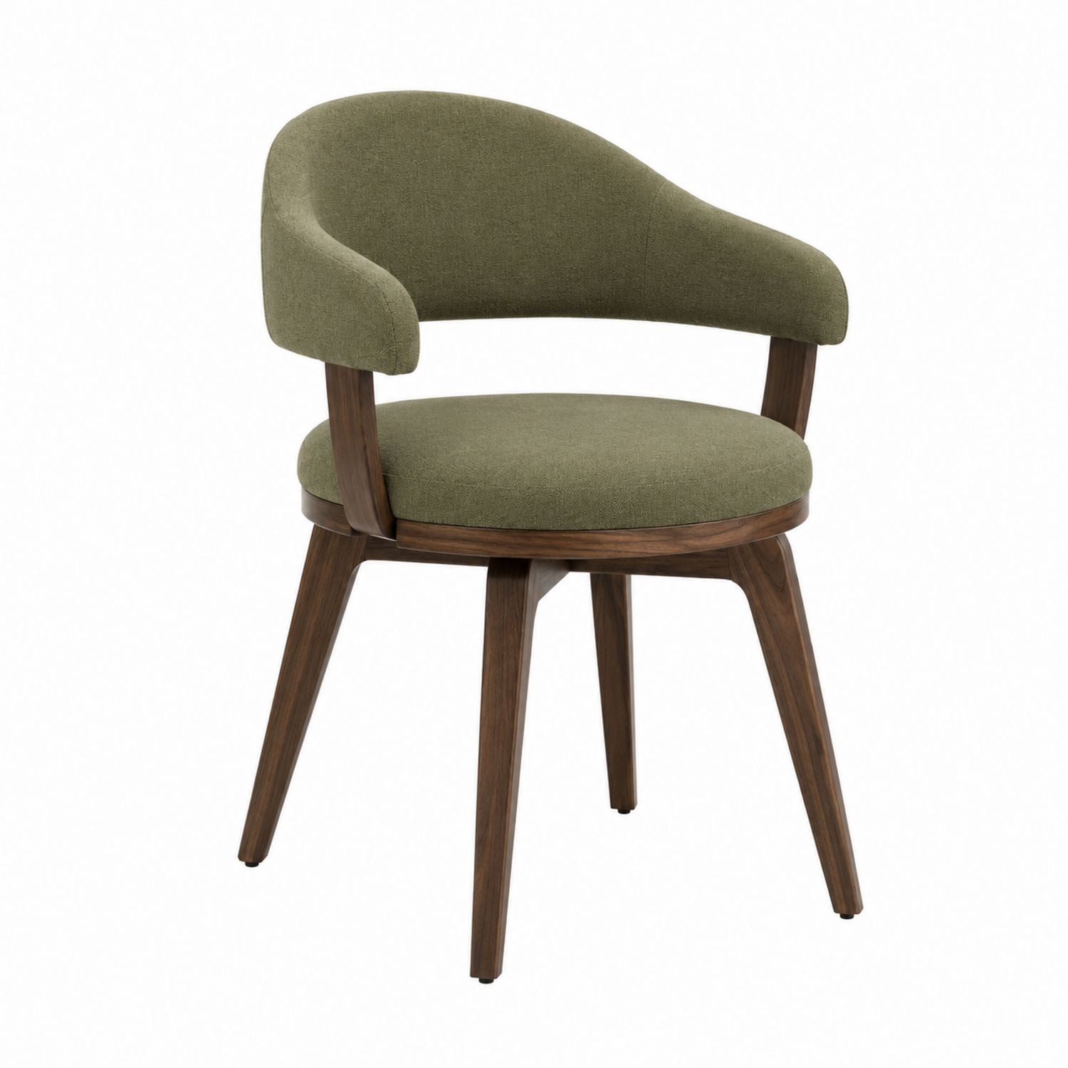 Olive Green Upholstered Chair with Wood Legs