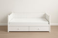 White Wooden Daybed Frame with Drawers