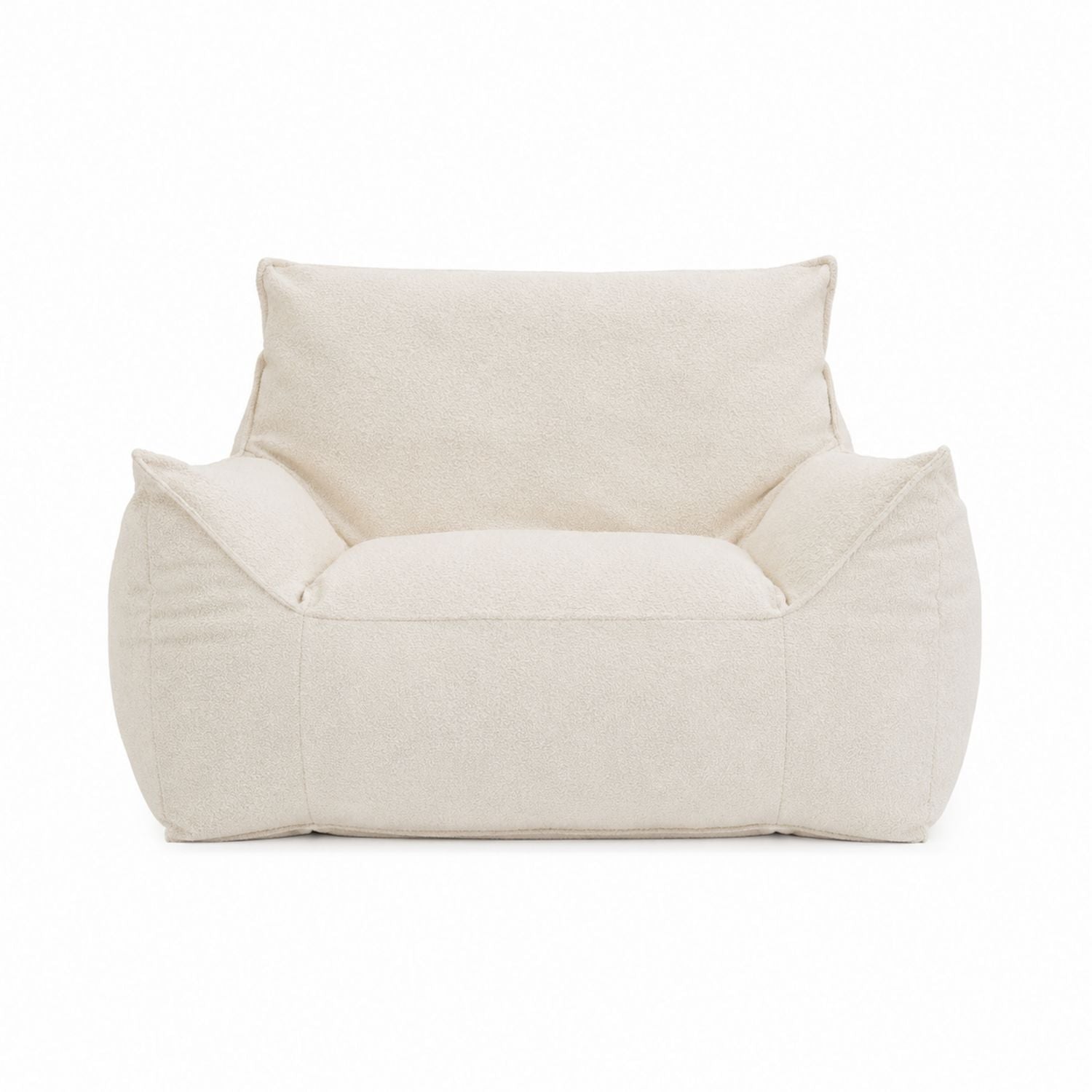 Beige Boucle Fabric Lounge Chair