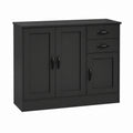 Black MDF Storage Cabinet with Shelves and Drawers