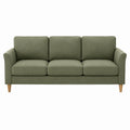 Three-Seater Polyester Fabric Sofa Olive Green with Wooden Legs
