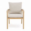 Wood Dining Chair with Beige Linen Upholstery
