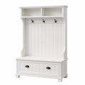 White MDF Coat Rack with Storage Bench