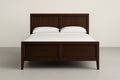 Wood Bed Frame with Panel Design in Dark Brown