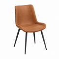 Dining Chair Faux Leather with Black Metal Legs