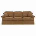 Brown Faux Leather Sofa with Rolled Arms 220cm