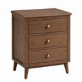 Wood Nightstand with 3 Drawers Oak Brown