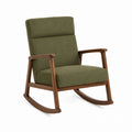 Wooden Rocking Chair with Linen Upholstery Green 76cm x 88cm x 98cm
