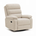 Beige Polyester Recliner with Swivel Mechanism