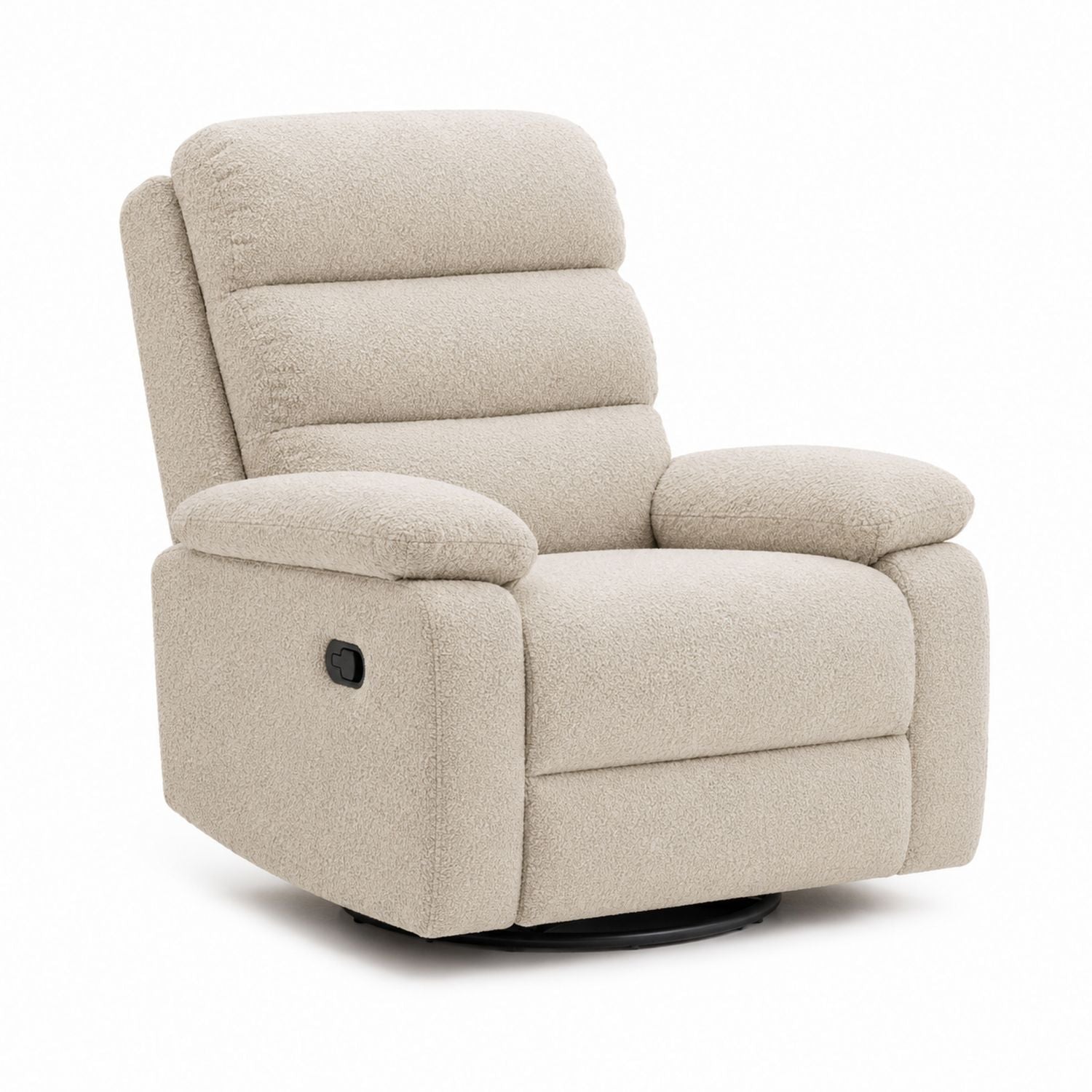 Beige Polyester Recliner with Swivel Mechanism