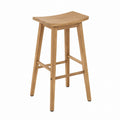 Solid Oak Bar Stool Wooden Saddle Seat Light Brown 76cm