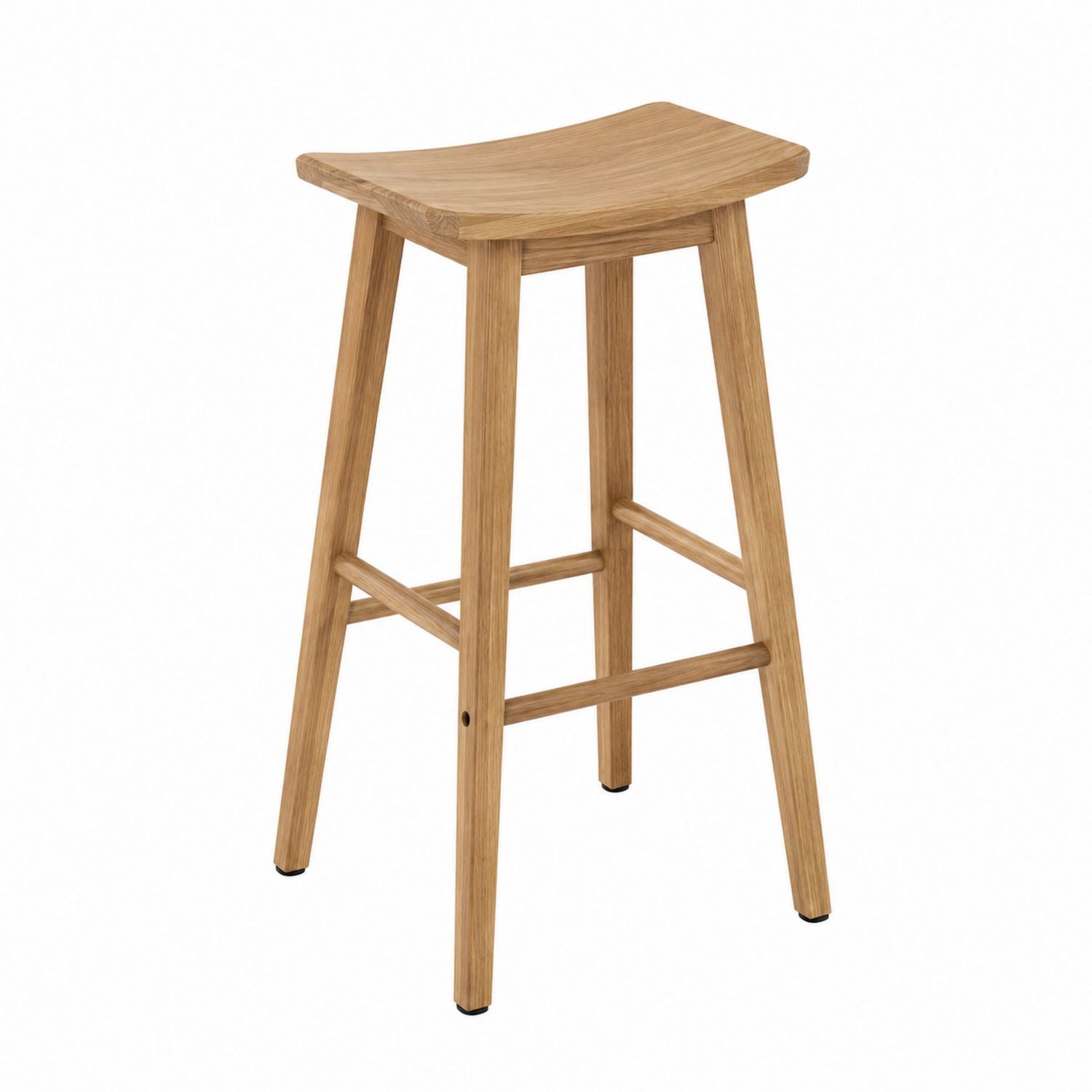 Solid Oak Bar Stool Wooden Saddle Seat Light Brown 76cm