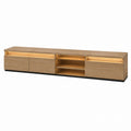 Oak Wood TV Stand with LED Lighting and Storage
