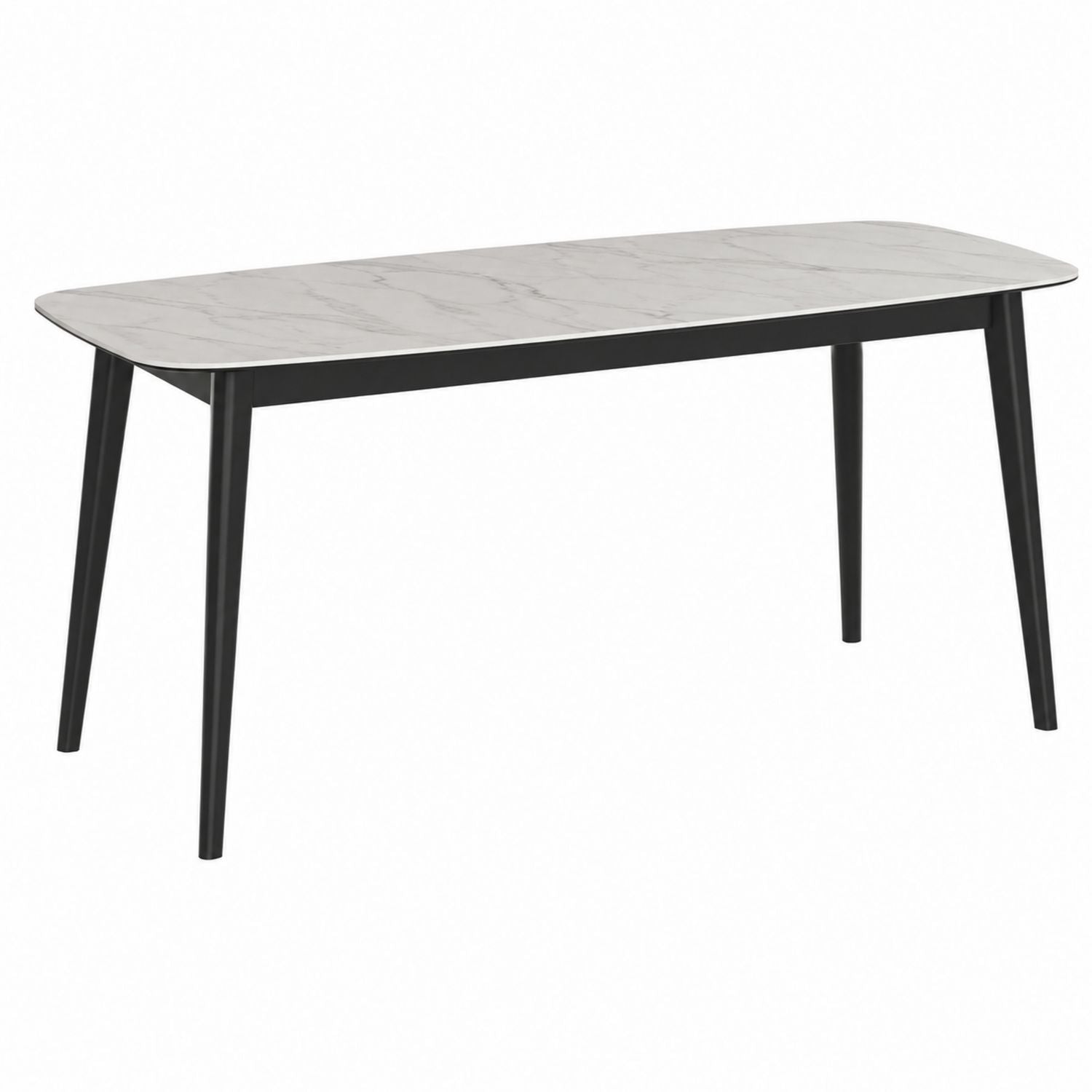Rectangular Marble Veneer Dining Table with Black Metal Legs 160x80x75cm