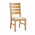 Oak Dining Chair with Cushioned Seat Polyester Upholstery Wood Frame
