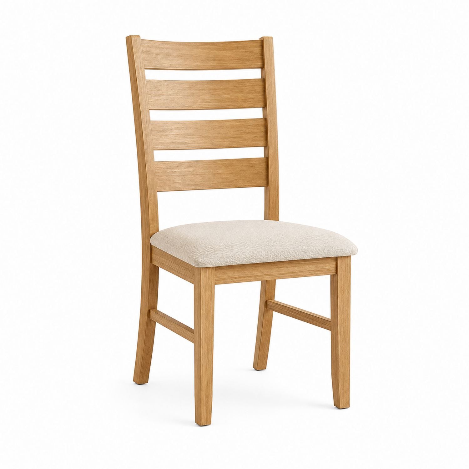 Oak Dining Chair with Cushioned Seat Polyester Upholstery Wood Frame