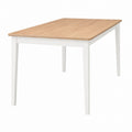 Rectangular Wood Dining Table with White Legs and Oak Finish Top
