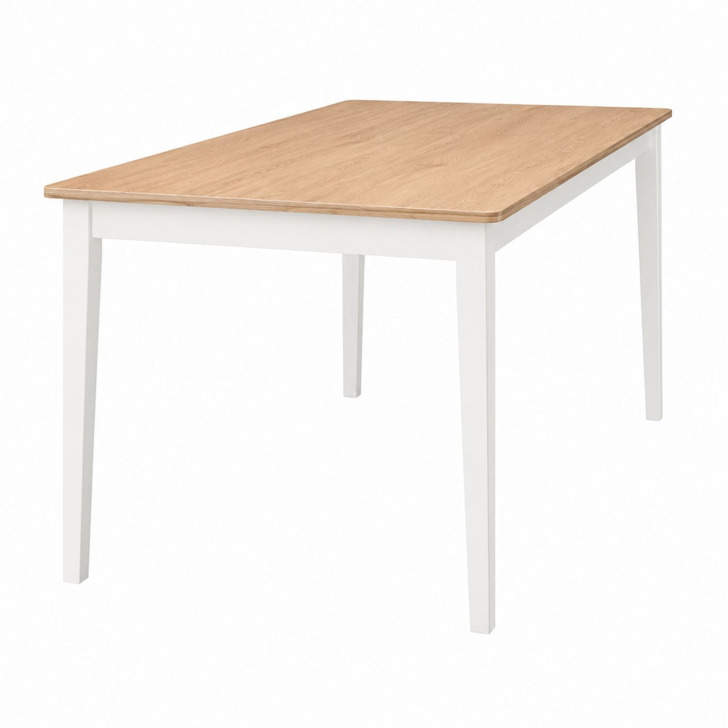 Rectangular Wood Dining Table with White Legs and Oak Finish Top