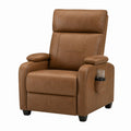 Faux Leather Recliner Chair with Cup Holder Brown