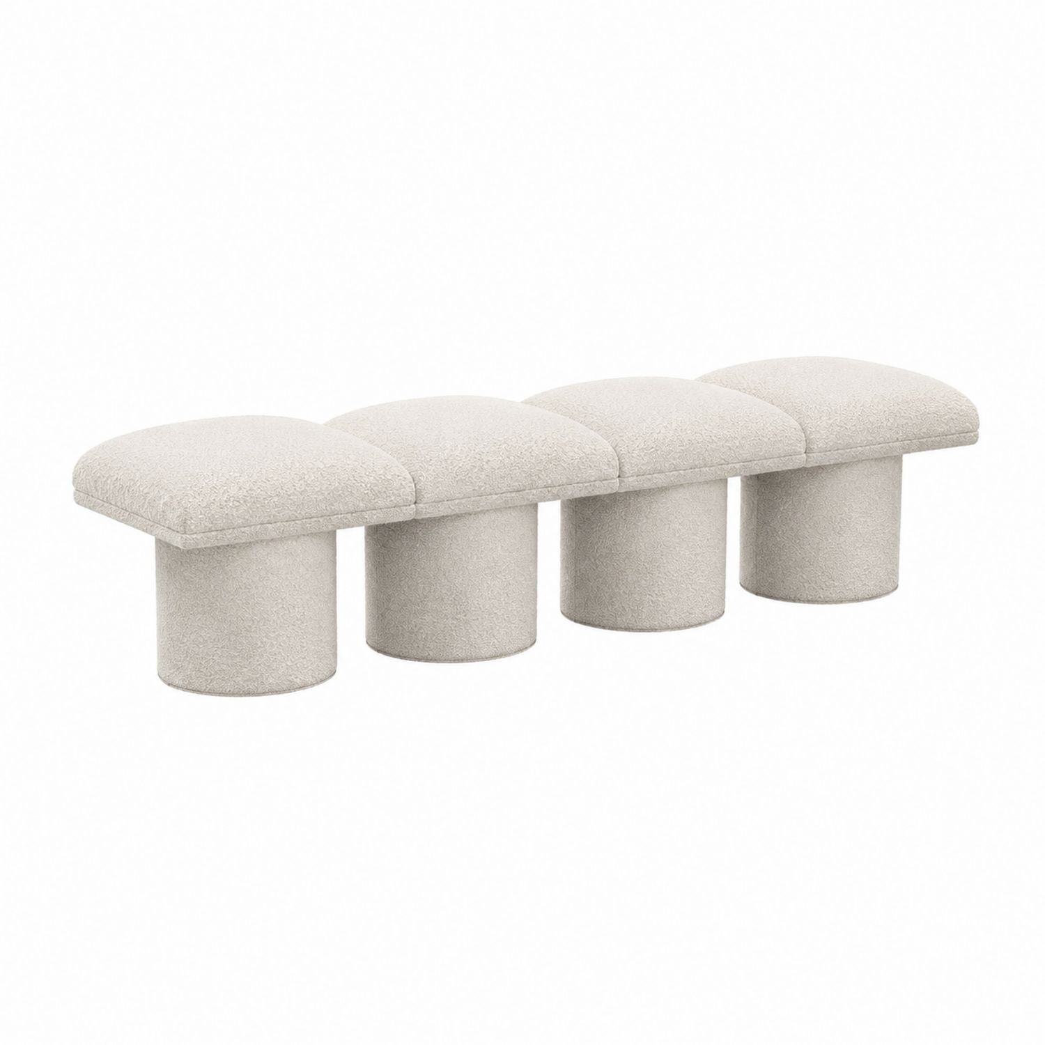 Beige Fabric Bench with Four Sections 180cm