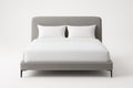 Upholstered Bed Frame with Padded Headboard in Gray