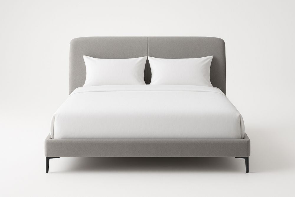 Upholstered Bed Frame with Padded Headboard in Gray