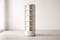 Rotating Circular Shelf Unit Wood White